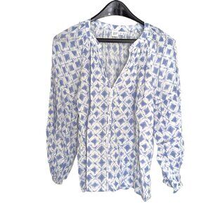 Gap Blue and White Patterned Blouse S